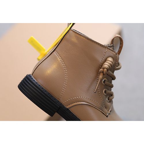 Girls Boots Odinkat Children's Leather Boots-Khaki