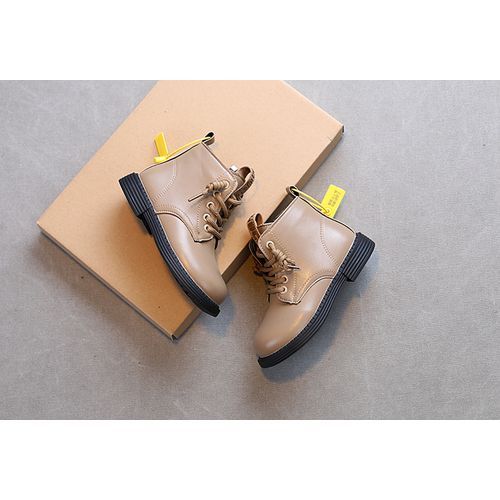 Girls Boots Odinkat Children's Leather Boots-Khaki