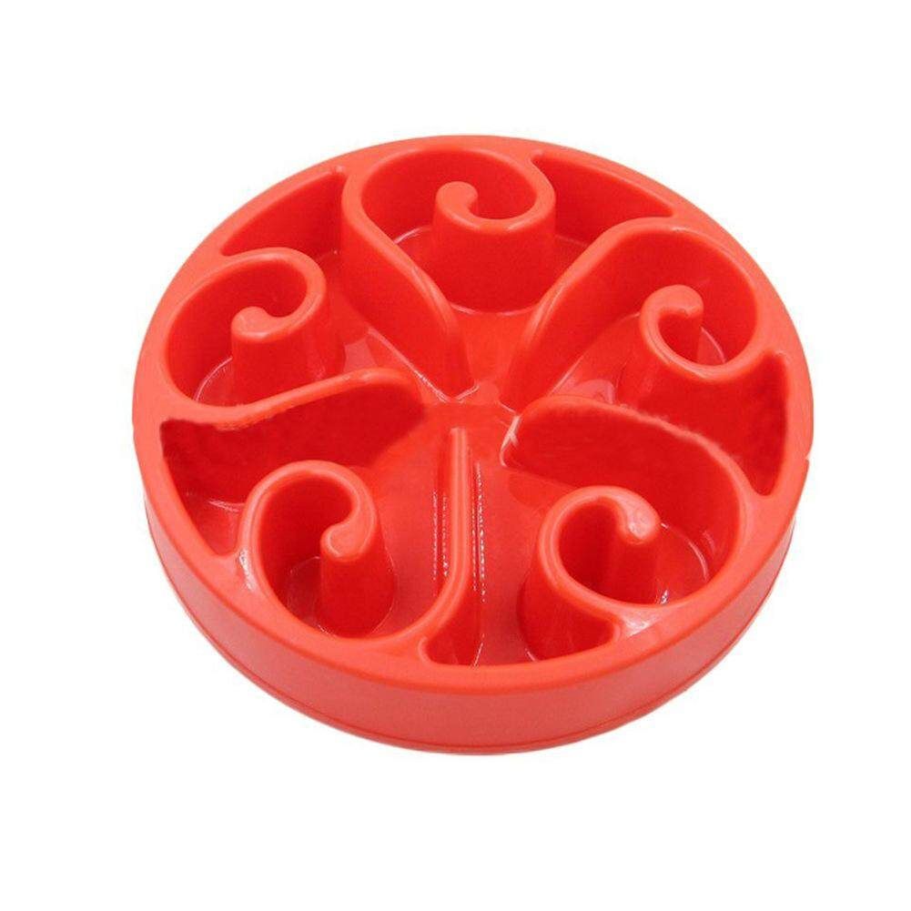 Pet Dog Cat Interactive Slow Food Bowl Healthy Non Slip Gulp Feeder Bloat Dish#Red M {red}