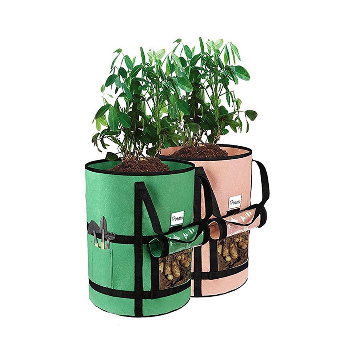 10 Gallon Grow Bags with Window to Harvest - Potato Grow Bags with Flap and HandlesTomato Vegetables Grow Bags 3Pcs