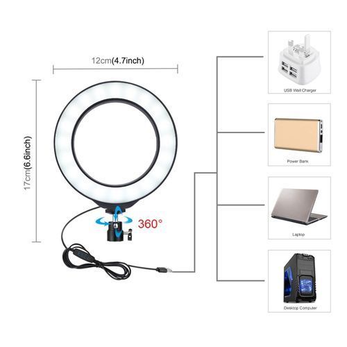 3 In 1 Vlogging Live Broadcast Smartphone Video Rig + Microphone + 4.7 Inch 12cm Ring LED Selfie Light Kits(Tripod Not Included）