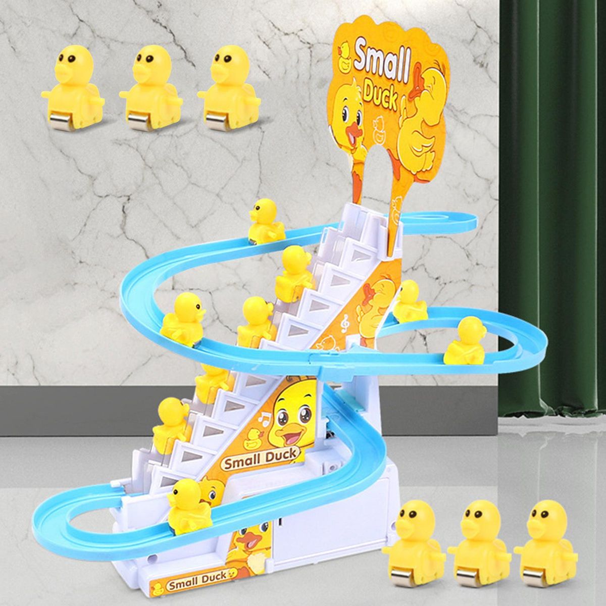 Ducks Climb Stairs Toy Roller Coaster Toy Electric Duck Track 6 Ducks