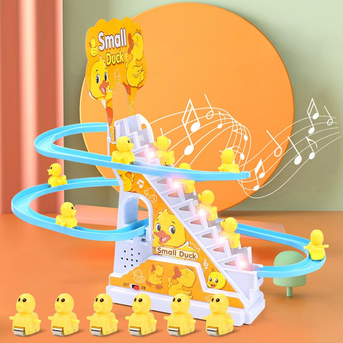Ducks Climb Stairs Toy Roller Coaster Toy Electric Duck Track 6 Ducks