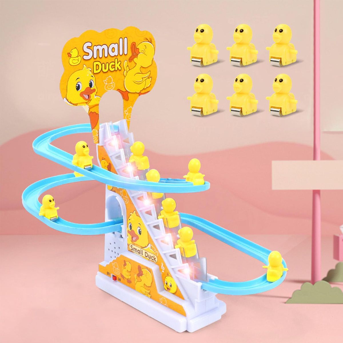 Ducks Climb Stairs Toy Roller Coaster Toy Electric Duck Track 6 Ducks