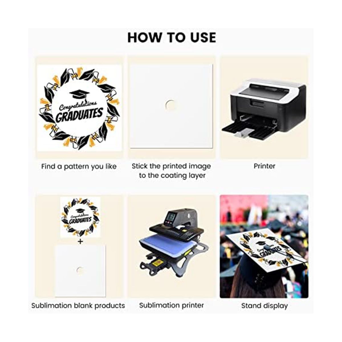 Sublimation Blanks Graduation Topper Heat Transfer Plate,