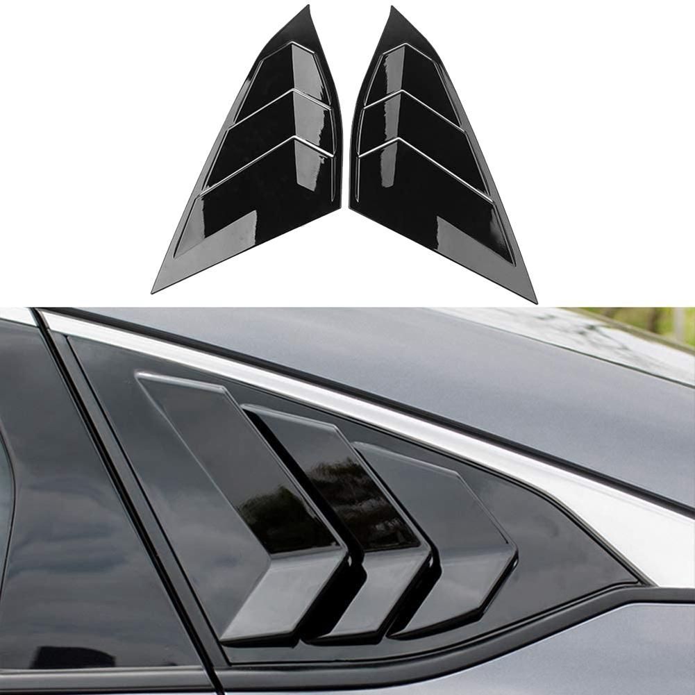 Car Rear Side Window Louvers Cover Blinds Scoop Air Vent Cover Trim for Honda Accord 2018 2019 2020 Gloss Black