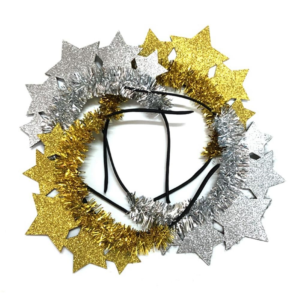 2Pcs Glitter Stars Headbands Christmas Tinsel Hair Bands