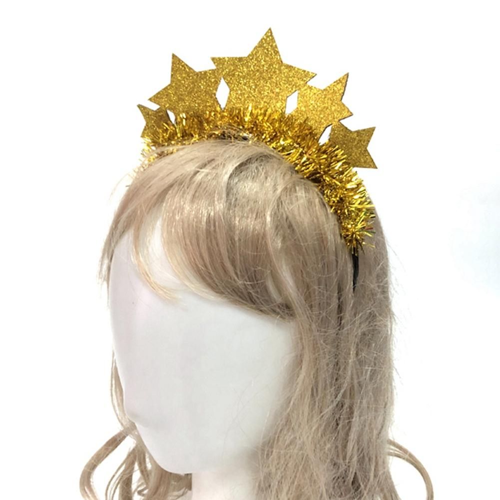 2Pcs Glitter Stars Headbands Christmas Tinsel Hair Bands