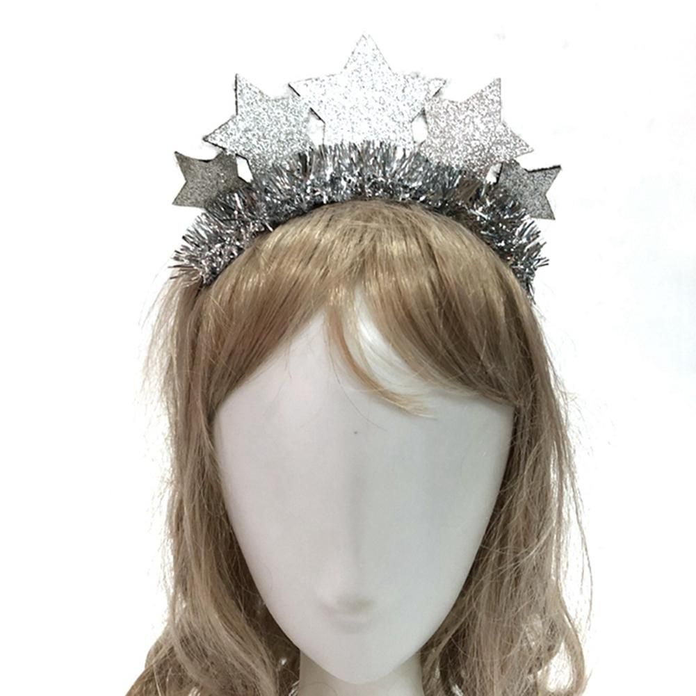 2Pcs Glitter Stars Headbands Christmas Tinsel Hair Bands