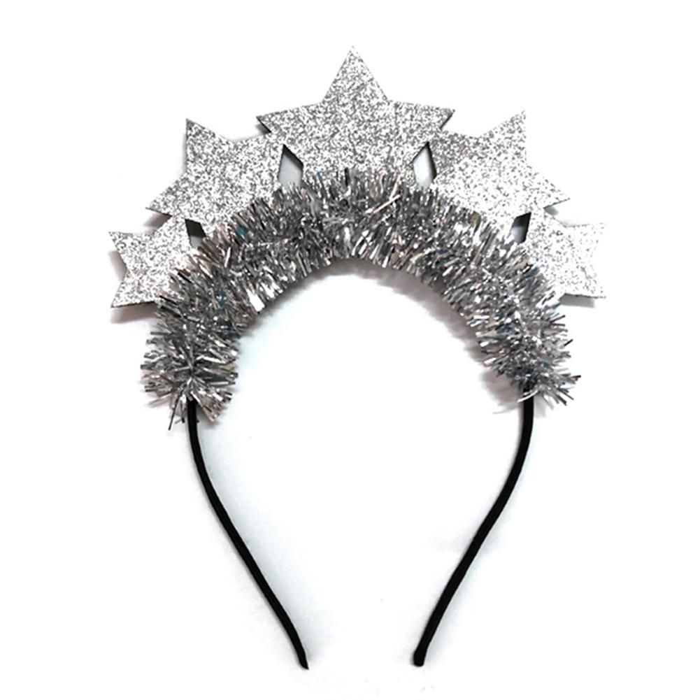 2Pcs Glitter Stars Headbands Christmas Tinsel Hair Bands