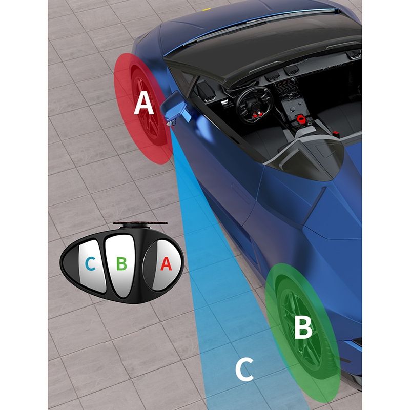 3R-151 3 In 1 Car Rearview Auxiliary Blind Spot Mirror Rear View 146 Front Wheel Mirror For Left Side