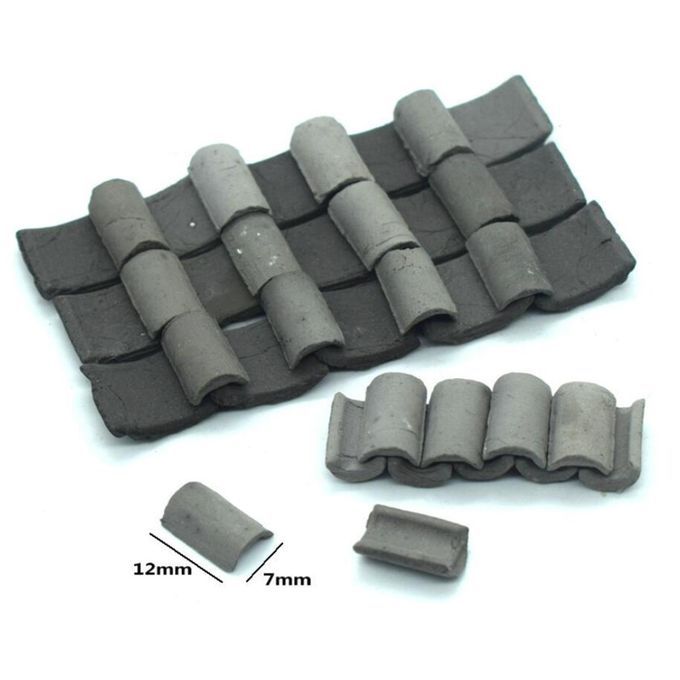 25 Pieces Miniature Roof Tiles Pottery Clay For Accessories Grey