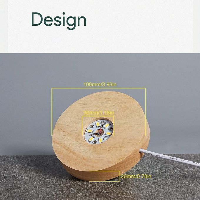 Light Base Wooden   Display For  Rystal Gl  Art Illuminated Base-warm Light-100*20mm