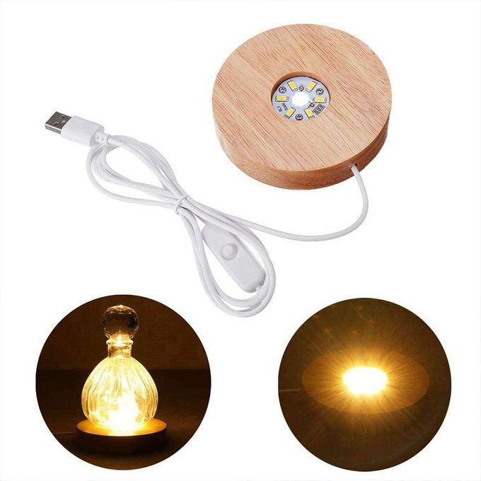 Light Base Wooden   Display For  Rystal Gl  Art Illuminated Base-warm Light-100*20mm