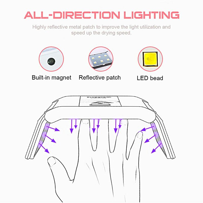 24W Foldable Nail Dryer Lamp Machine 12LEDs Mini LED Lamp