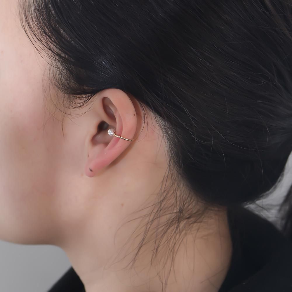 S925 Sterling Silver Pearl Earbone Clip No Ear Hole French Earrings Female