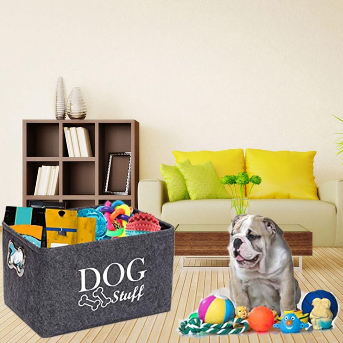 Pet Toy Storage Basket Pet Haven Storage Box Organize Toys Blankets Dark Gray