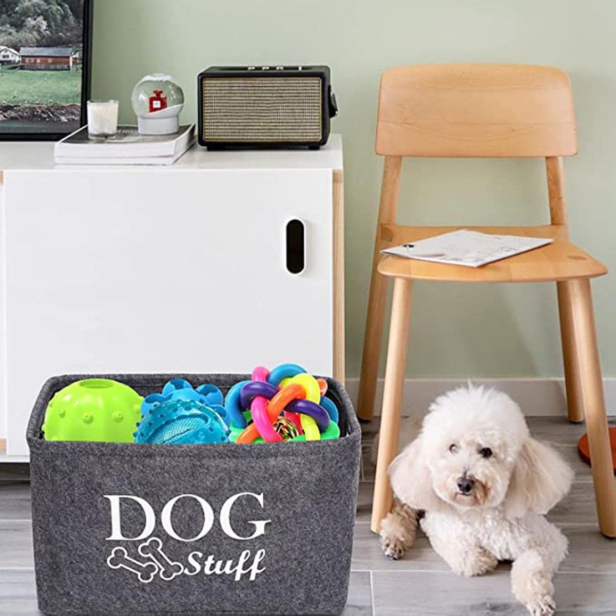 Pet Toy Storage Basket Pet Haven Storage Box Organize Toys Blankets Dark Gray