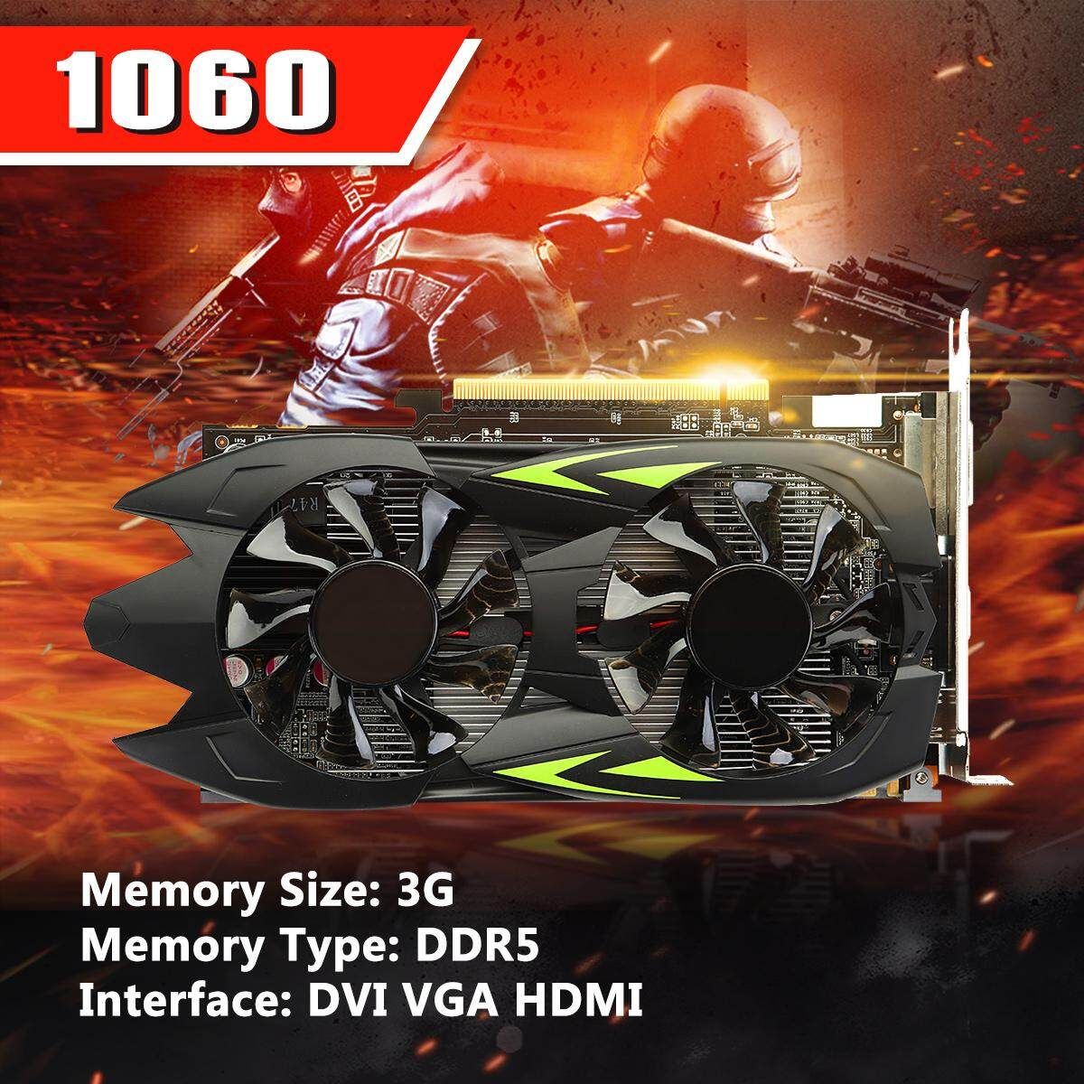 1060 3GB DDR5 192BIT Video Gaming Graphics Card DVI VGA HDMI For NVIDIA GeForce