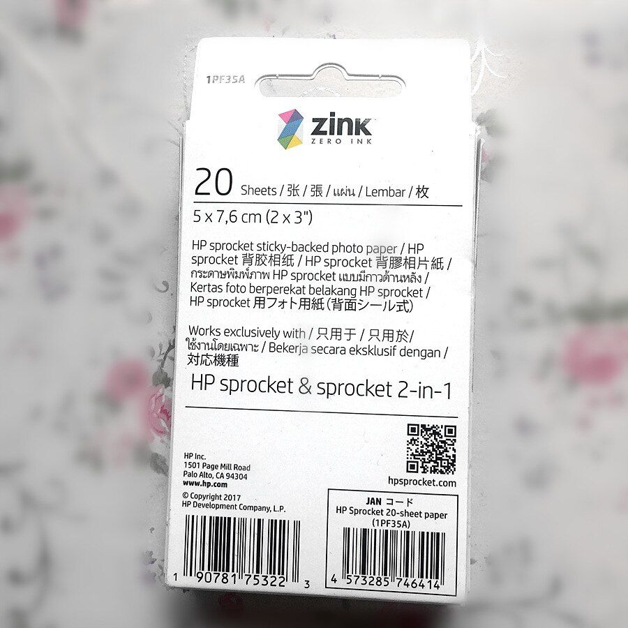 New Packing 1 Boxes (20 Sheets)Sprocket Original Photographic Paper Pocket Photo Printer Zink Paste Photo Paper Tape Adhesive