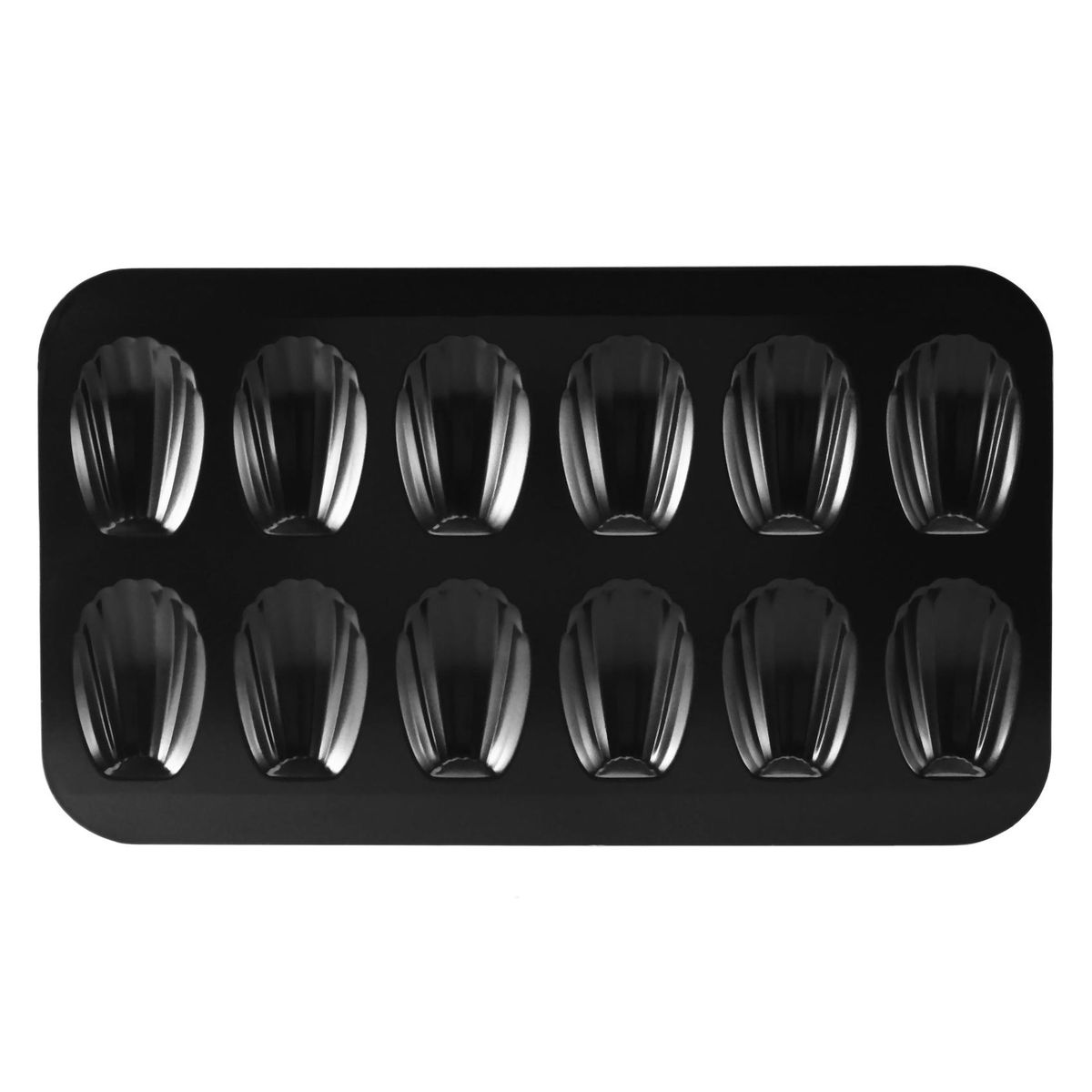 Non-Stick Madeleine Pot, Baking Mold 12 with Shell Cake Baking Tray Chocolate Non-Stick Baking Tray, Used for Oven Baking Black