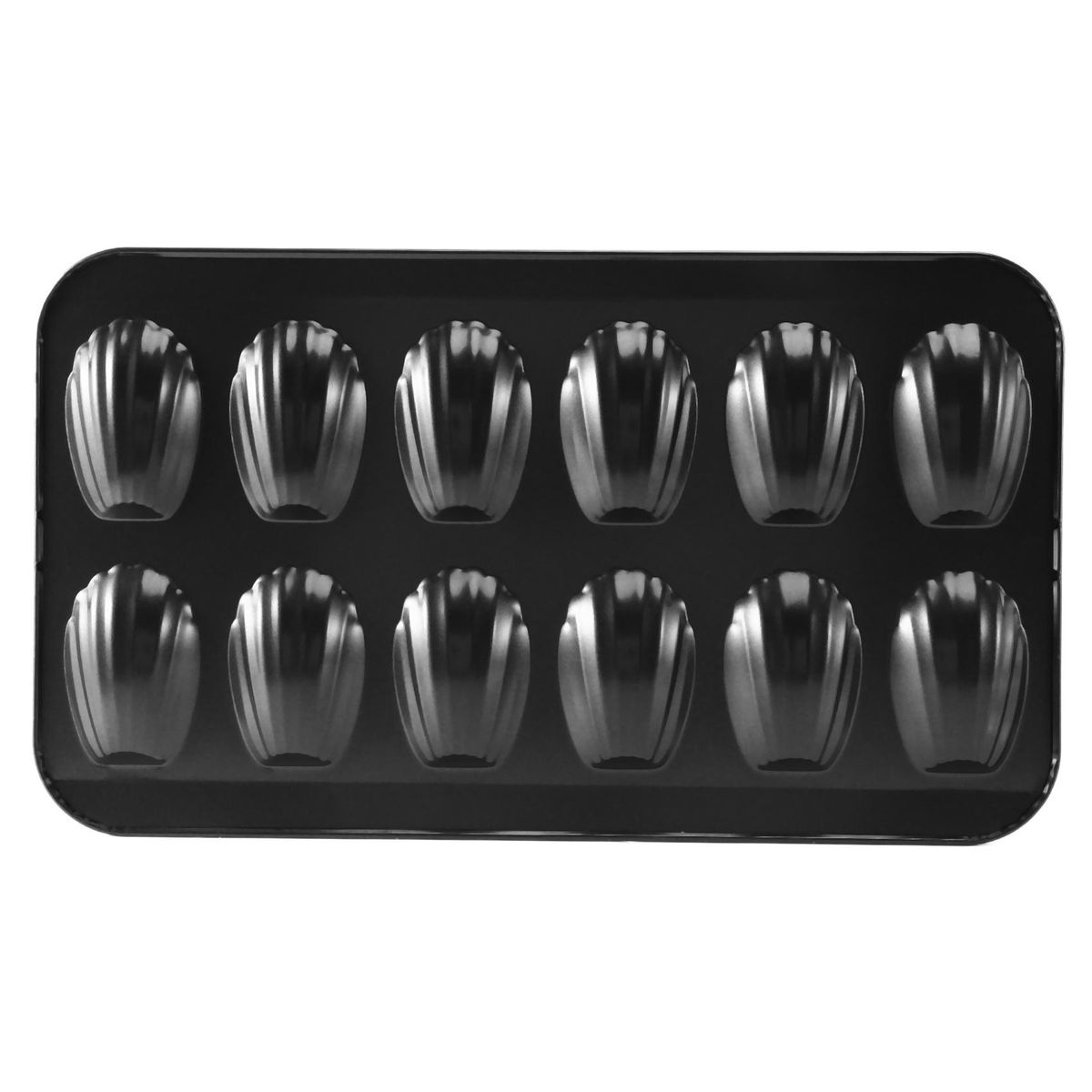 Non-Stick Madeleine Pot, Baking Mold 12 with Shell Cake Baking Tray Chocolate Non-Stick Baking Tray, Used for Oven Baking Black