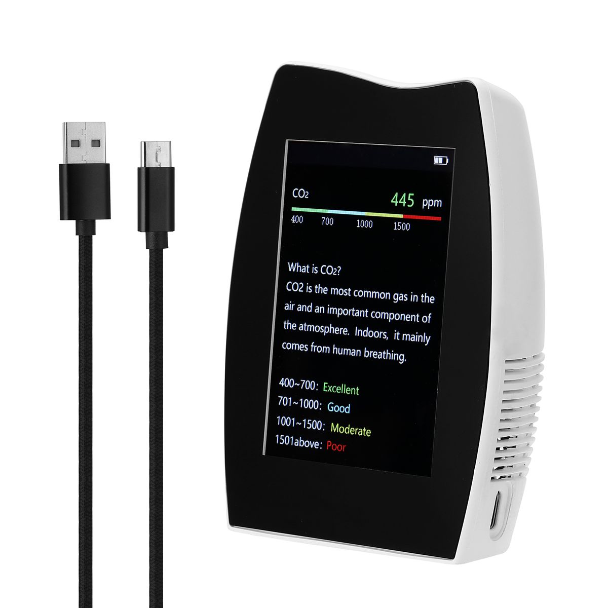 Portable Digital CO2 Detector Multifunctional Touched Screen