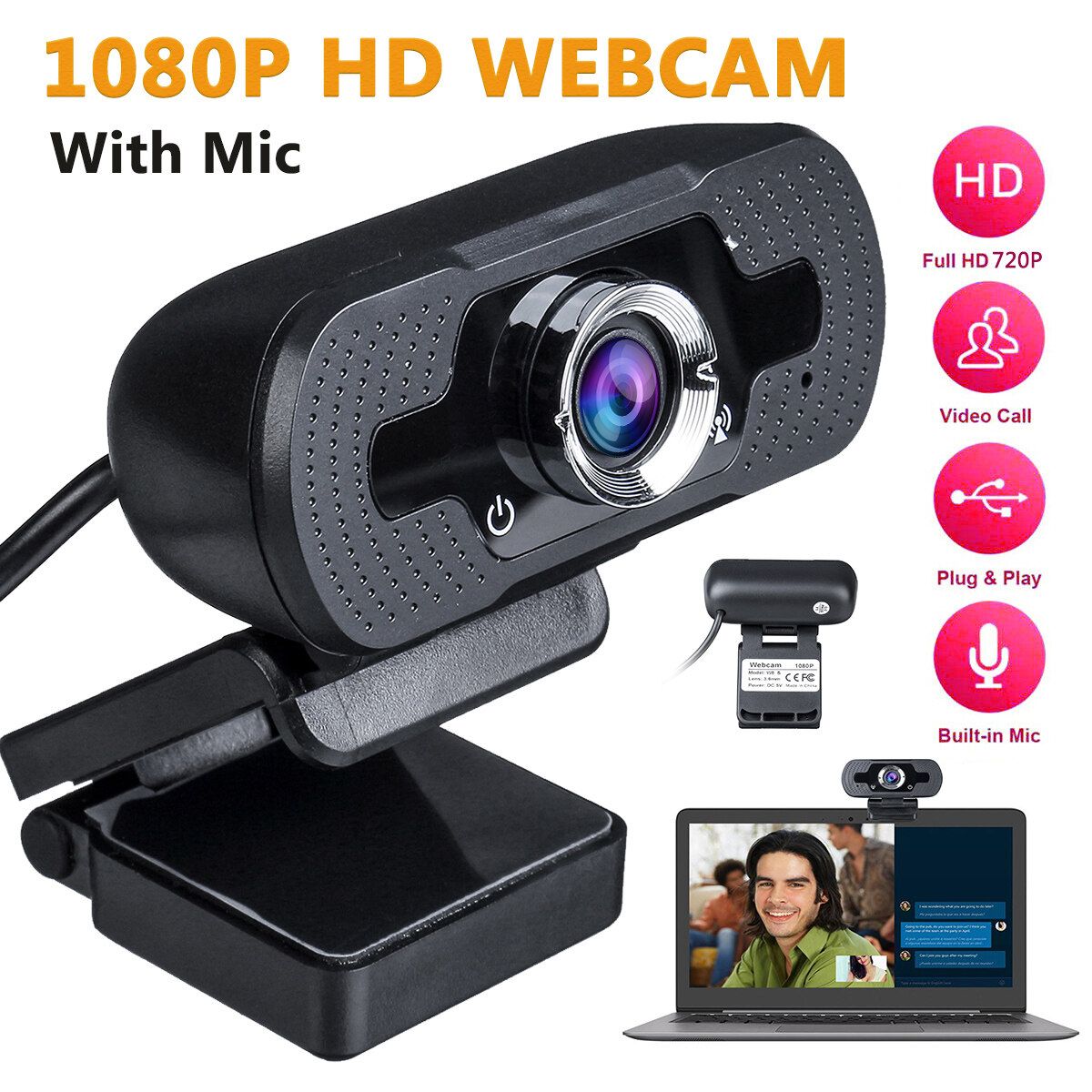 1080P HD Webcam USB 2.0 Web Camera Cam With Microphone For Video Laptop Desktop