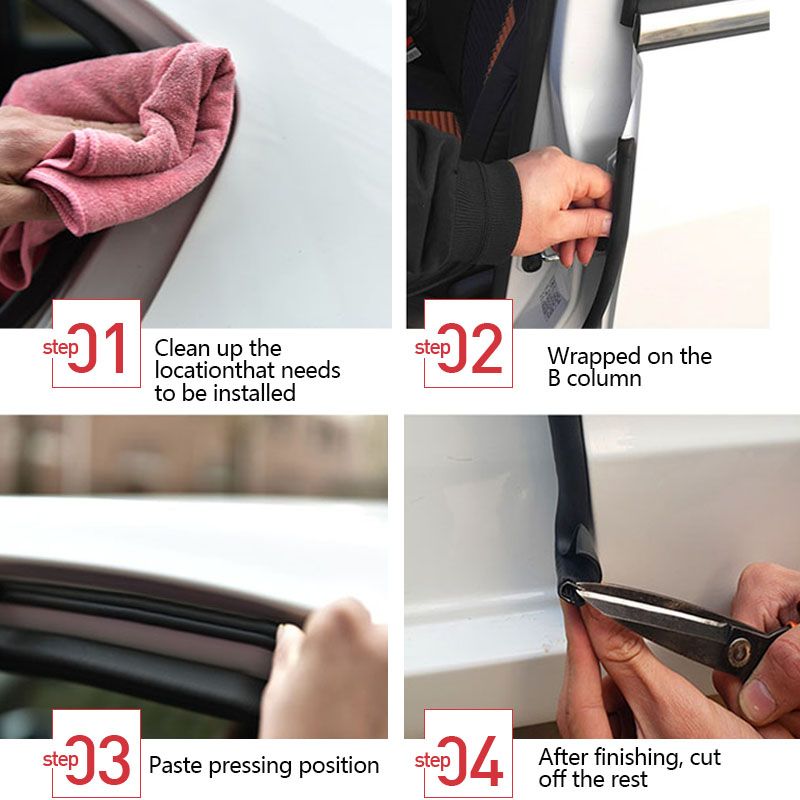 2pcs Car Door Seal Strip Rubber Car Door Side Sealing Weatherstrip For Car Waterproof Noise Insulation Sealant Auto Protection-Fillers, Adhesives