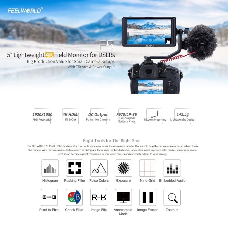 FEELWORLD F6S 5.0 Inch IPS Screen Field Monitor