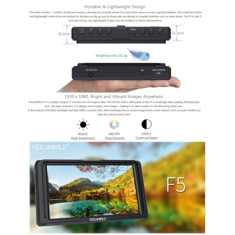 FEELWORLD F6S 5.0 Inch IPS Screen Field Monitor