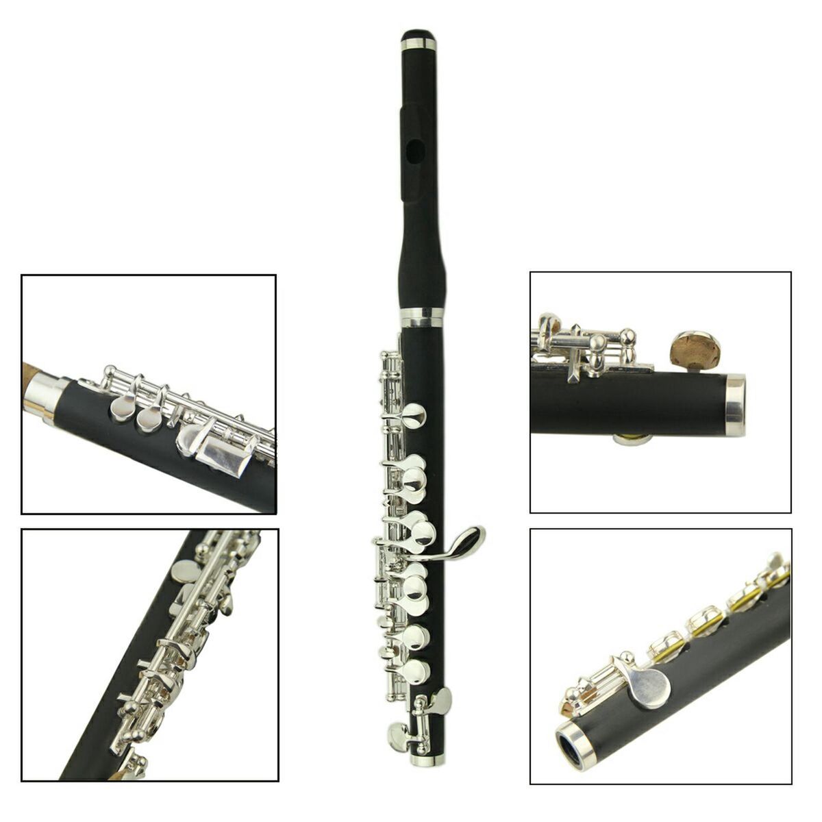 Plated C Piccolo Flute With Wood Case Cleaning Cloth