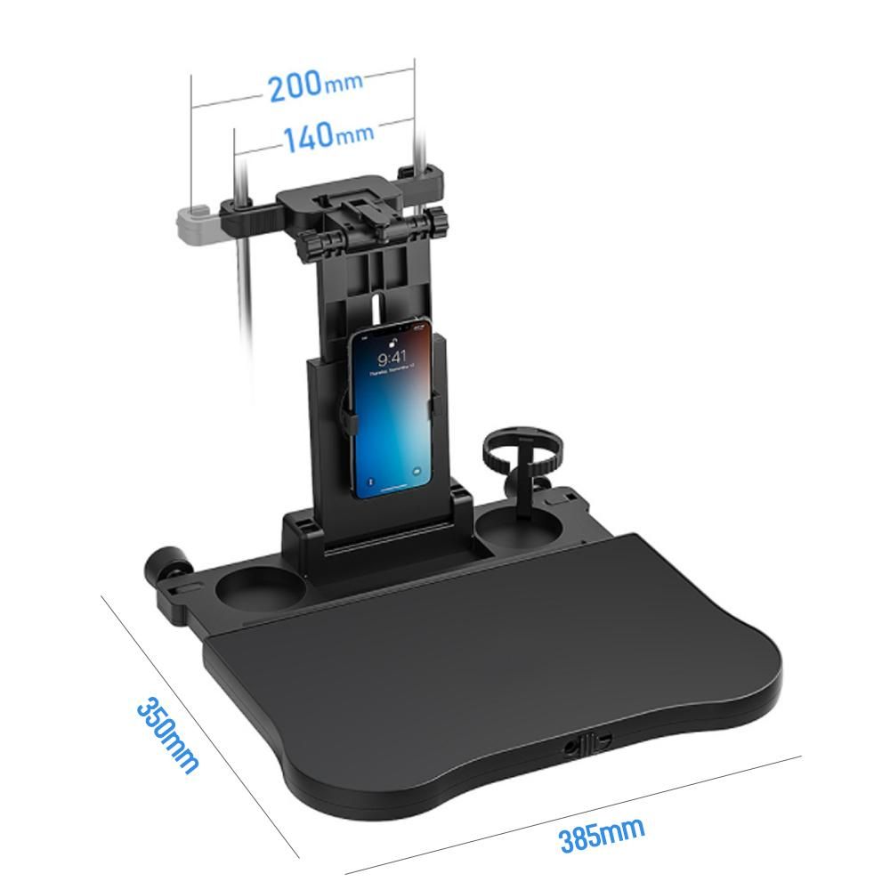 Adjustable Car Seat Travel Table Multifunctional Foldable Car Back Seat Food Tray, Car Table with Phone Holder for Working, Writing, Eating Black