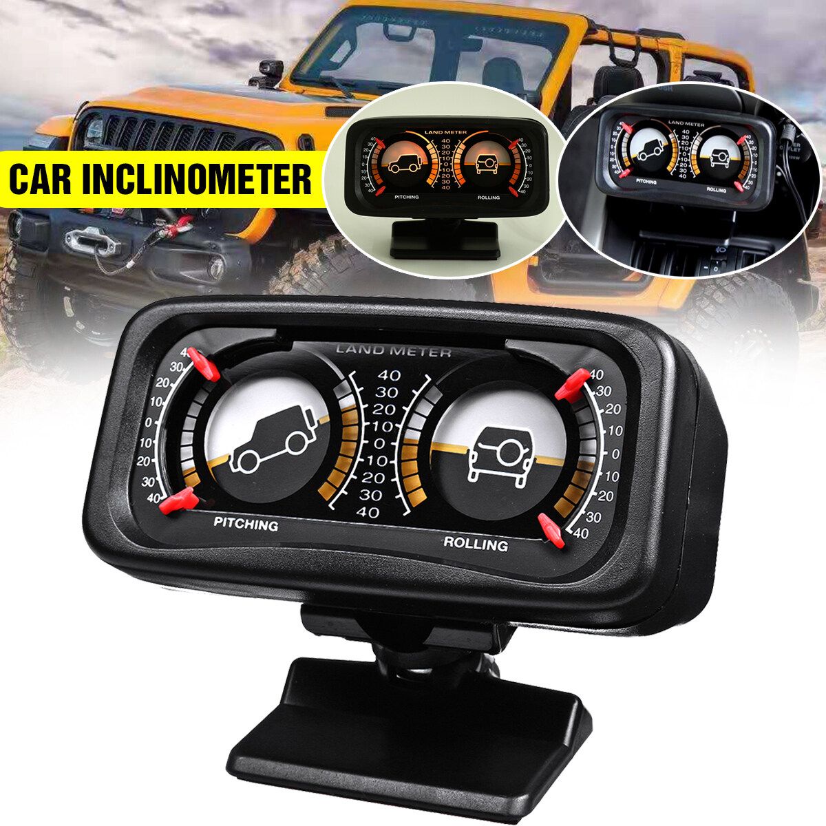 12V Car Backlight Inclinometer Angle Tilt Slope Meter Level Angel