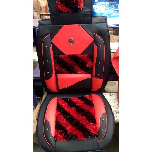 Universal 5 Seater Leather Seat Cover - Black & Red