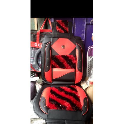 Universal 5 Seater Leather Seat Cover - Black & Red
