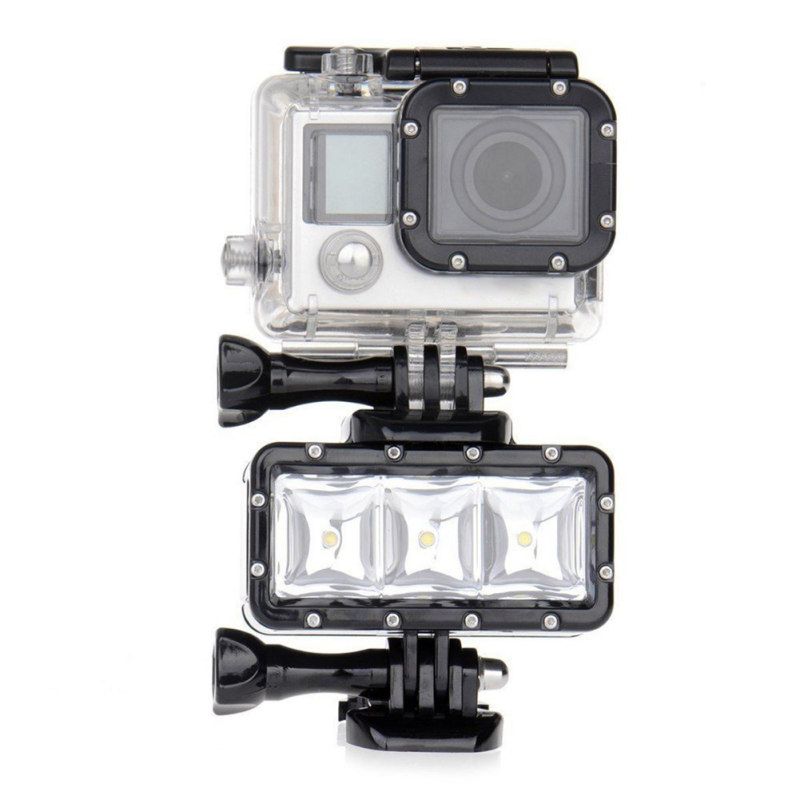30m Diving Waterproof LED Action Camera Flash Light For-