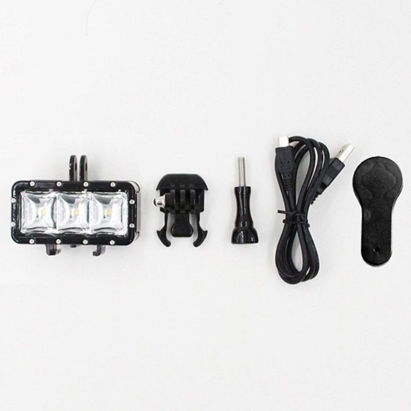 30m Diving Waterproof LED Action Camera Flash Light For-