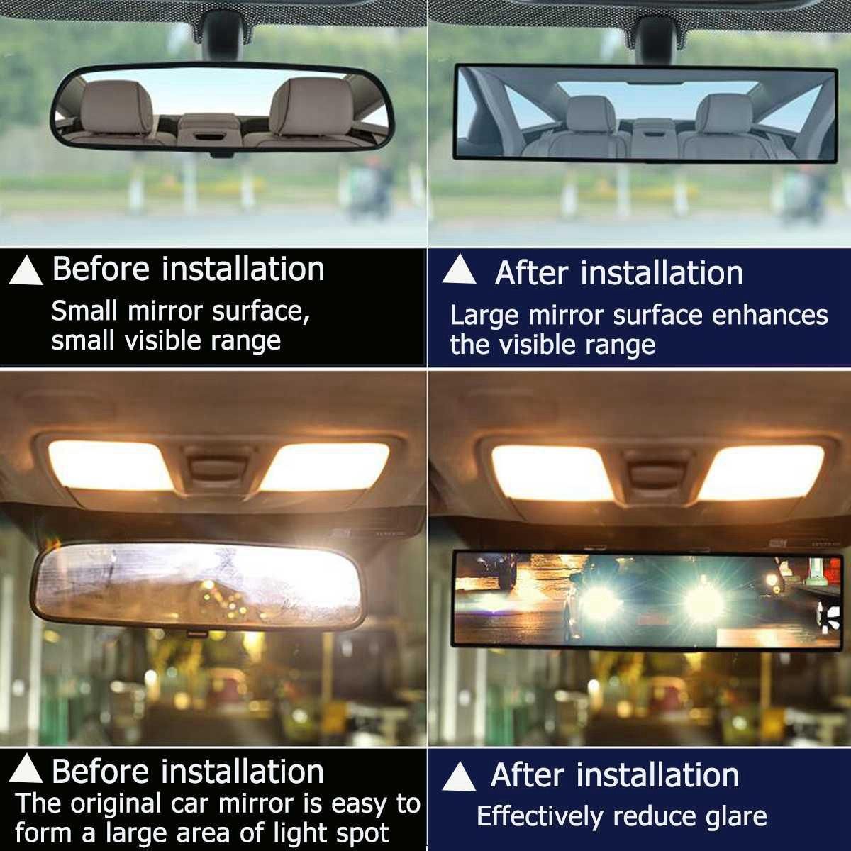 Universal Car Interior Mirror Wide Convex Anti- Rearview Mirror Wide-Angle Surface Blue Rear Mirror Clip On