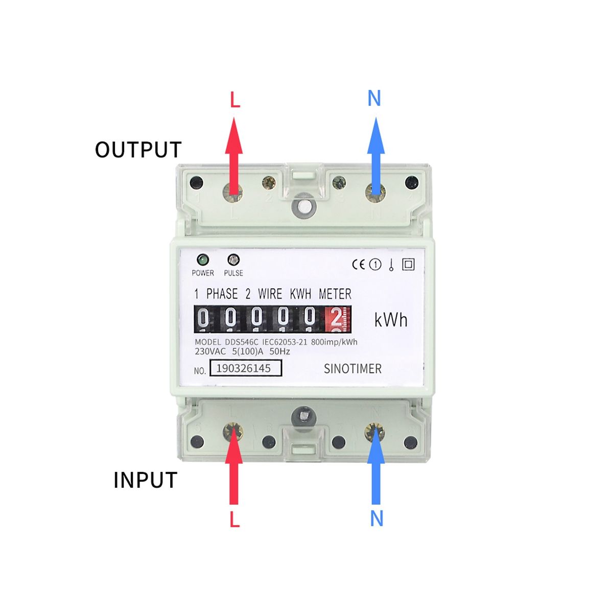 Electric Single Phase Two Wire AC 220V 100A Energy Meter KWh Counter Consumption Analog Electricity WattmeterA
