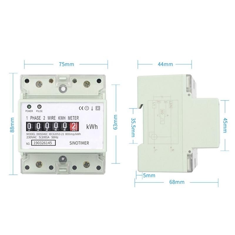 Electric Single Phase Two Wire AC 220V 100A Energy Meter KWh Counter Consumption Analog Electricity WattmeterA