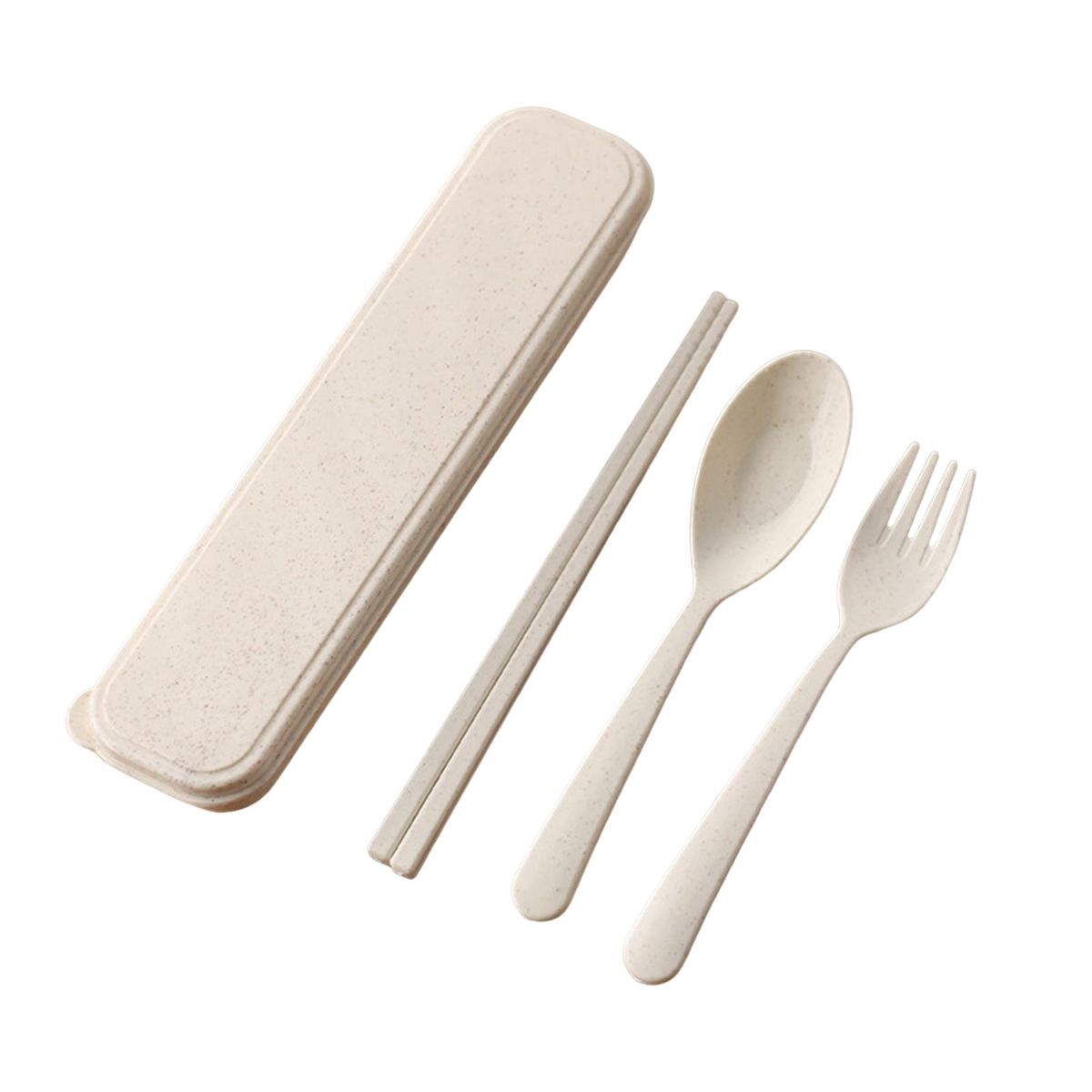 3PcsSet Travel Cutlery Reusable Travel Utensils Cutlery Set Beige