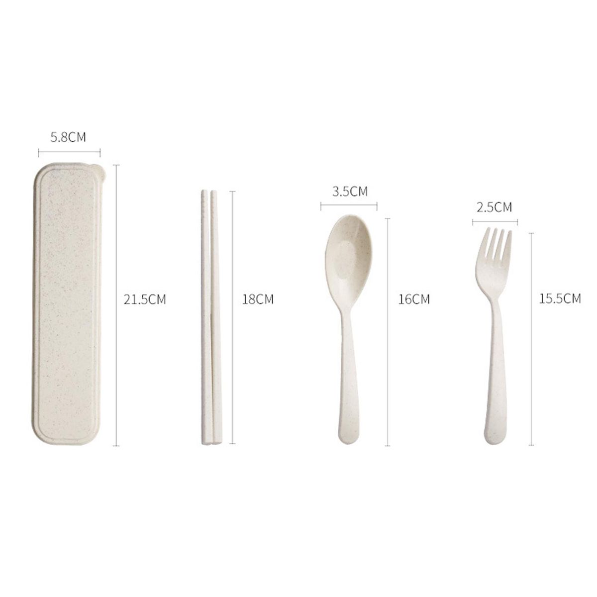 3PcsSet Travel Cutlery Reusable Travel Utensils Cutlery Set Beige