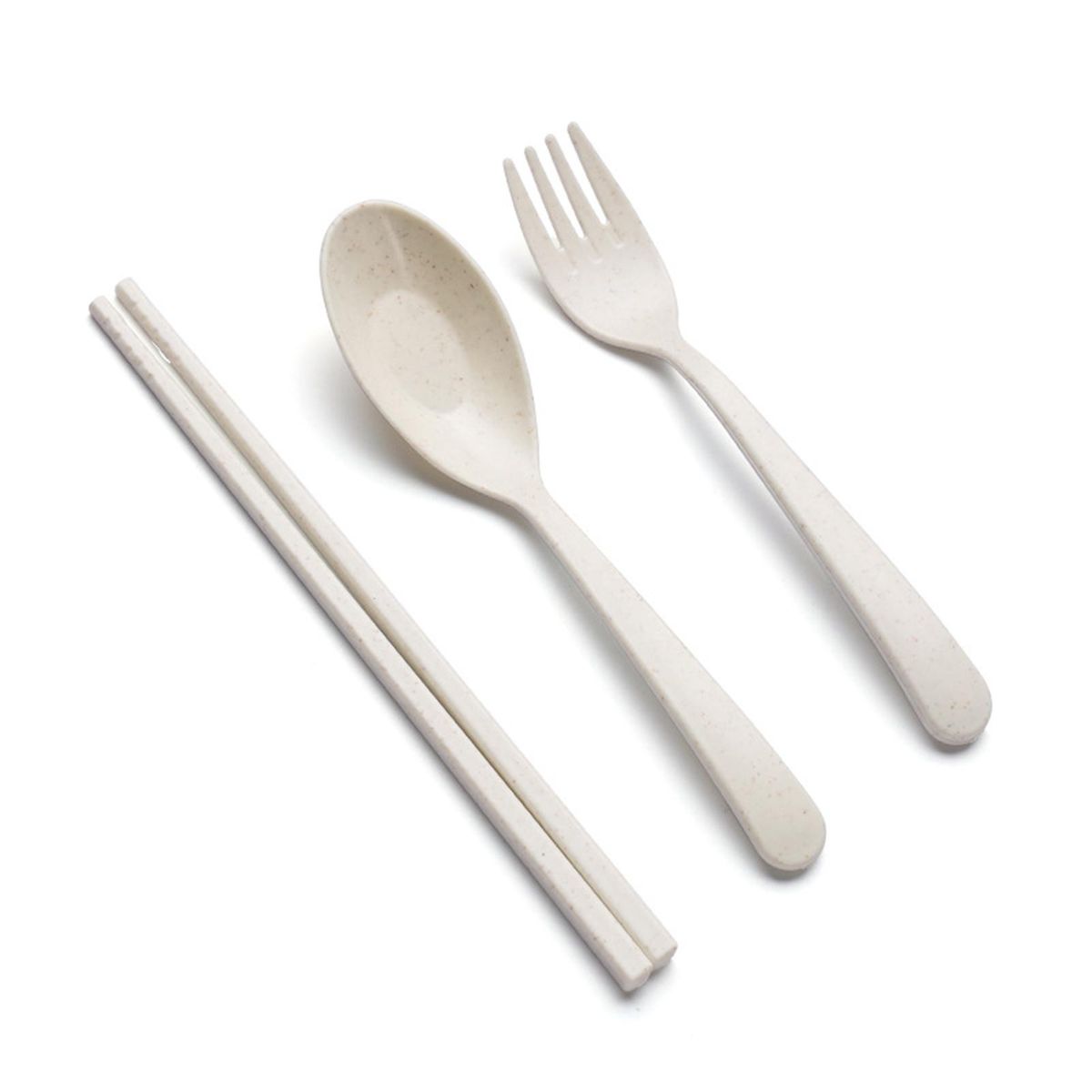 3PcsSet Travel Cutlery Reusable Travel Utensils Cutlery Set Beige