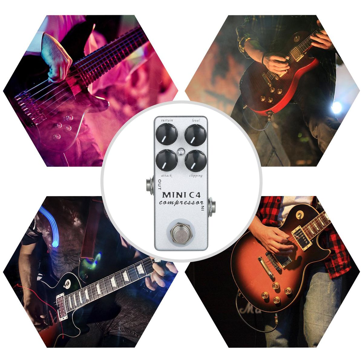 MOSKYAudio MINI C4 Compressor Guitar Effect Pedal True Bypass