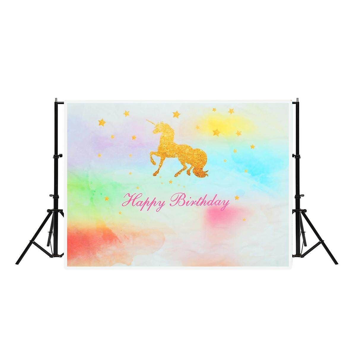 7x5ft Vinyl Birthday Backdrop Unicorn Photography Background #90*150cm Aqua