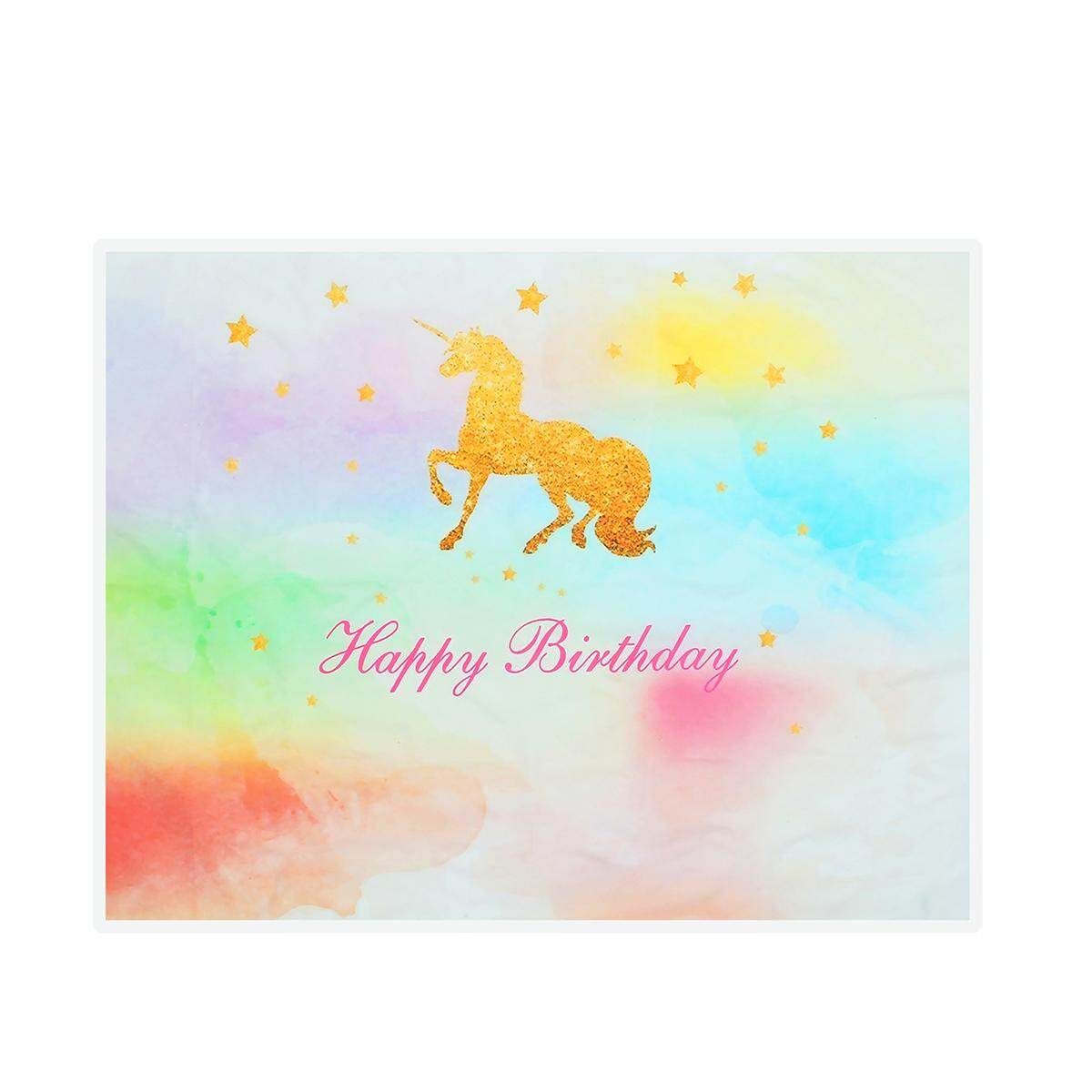 7x5ft Vinyl Birthday Backdrop Unicorn Photography Background #90*150cm Aqua