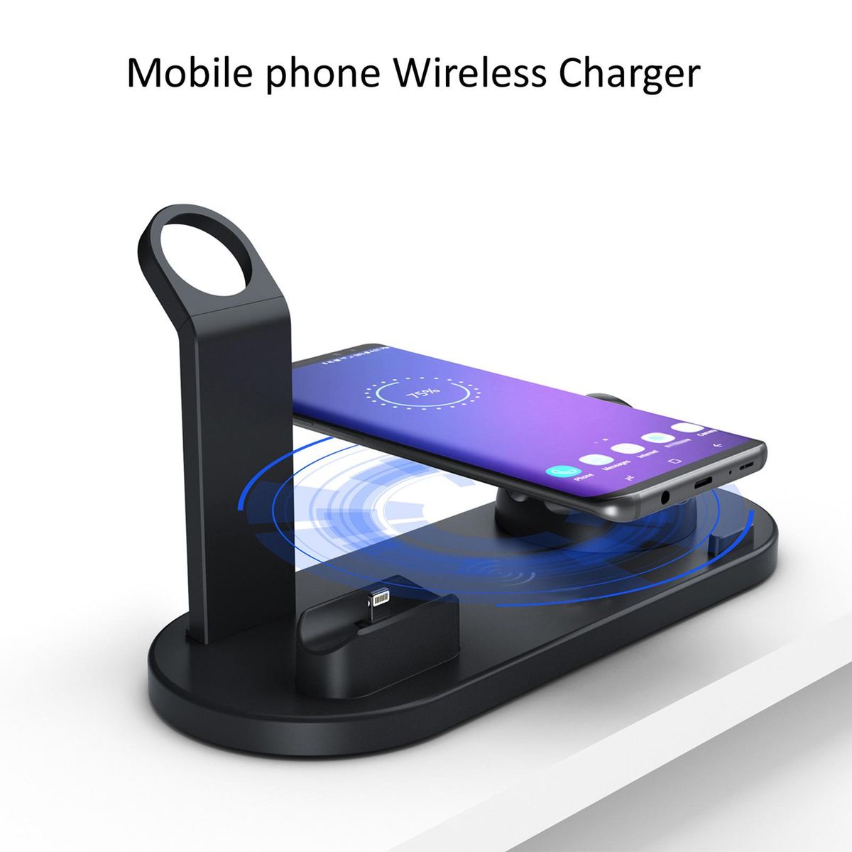 Replacement for iPhone12 11 X XR XS Samsung Galaxy S9 S8 iWatch 5 4 3 2 1 Airpods Wireless Charger Stand 4in1 Wireless Charging Base Qi Certified