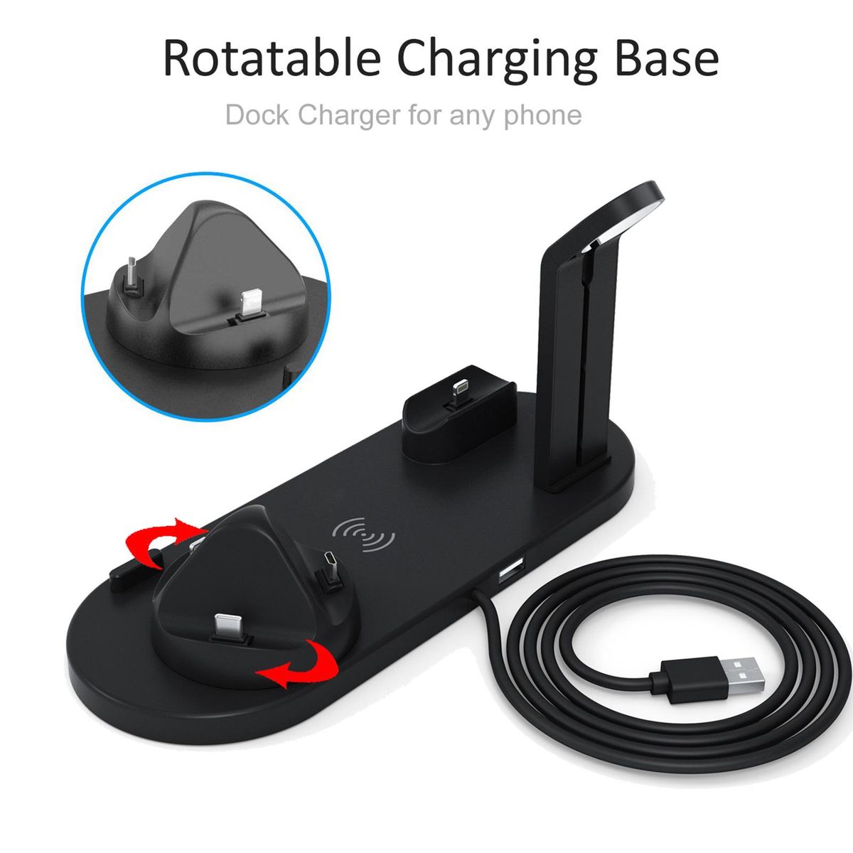 Replacement for iPhone12 11 X XR XS Samsung Galaxy S9 S8 iWatch 5 4 3 2 1 Airpods Wireless Charger Stand 4in1 Wireless Charging Base Qi Certified