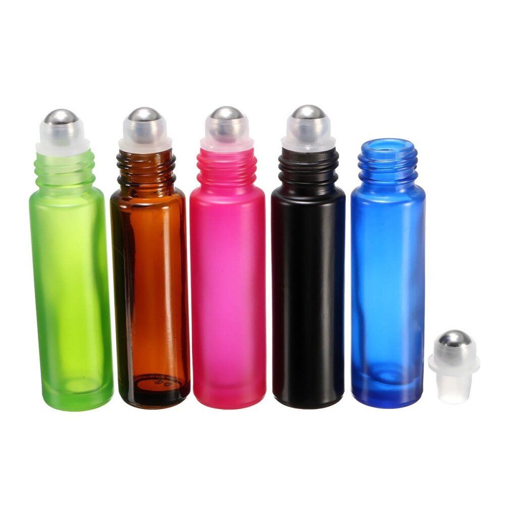 5PCS 10ml 1/3oz 5 Roll On Glass Bottle Essential Oil Roller Ball